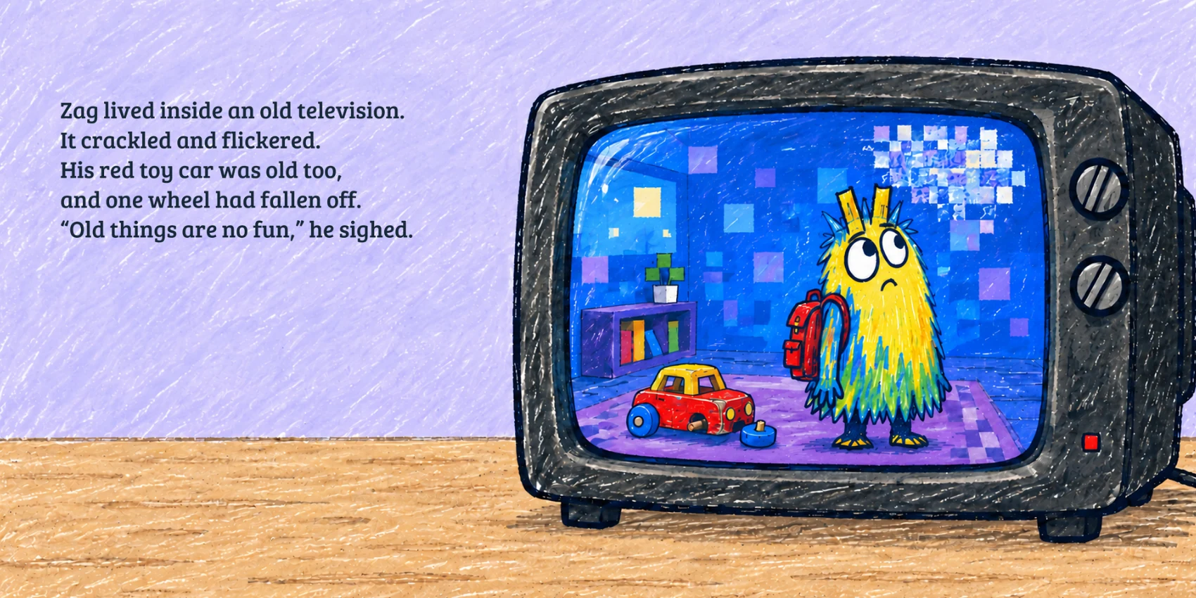 Opening two-page spread from Zag and the Very Old Toy